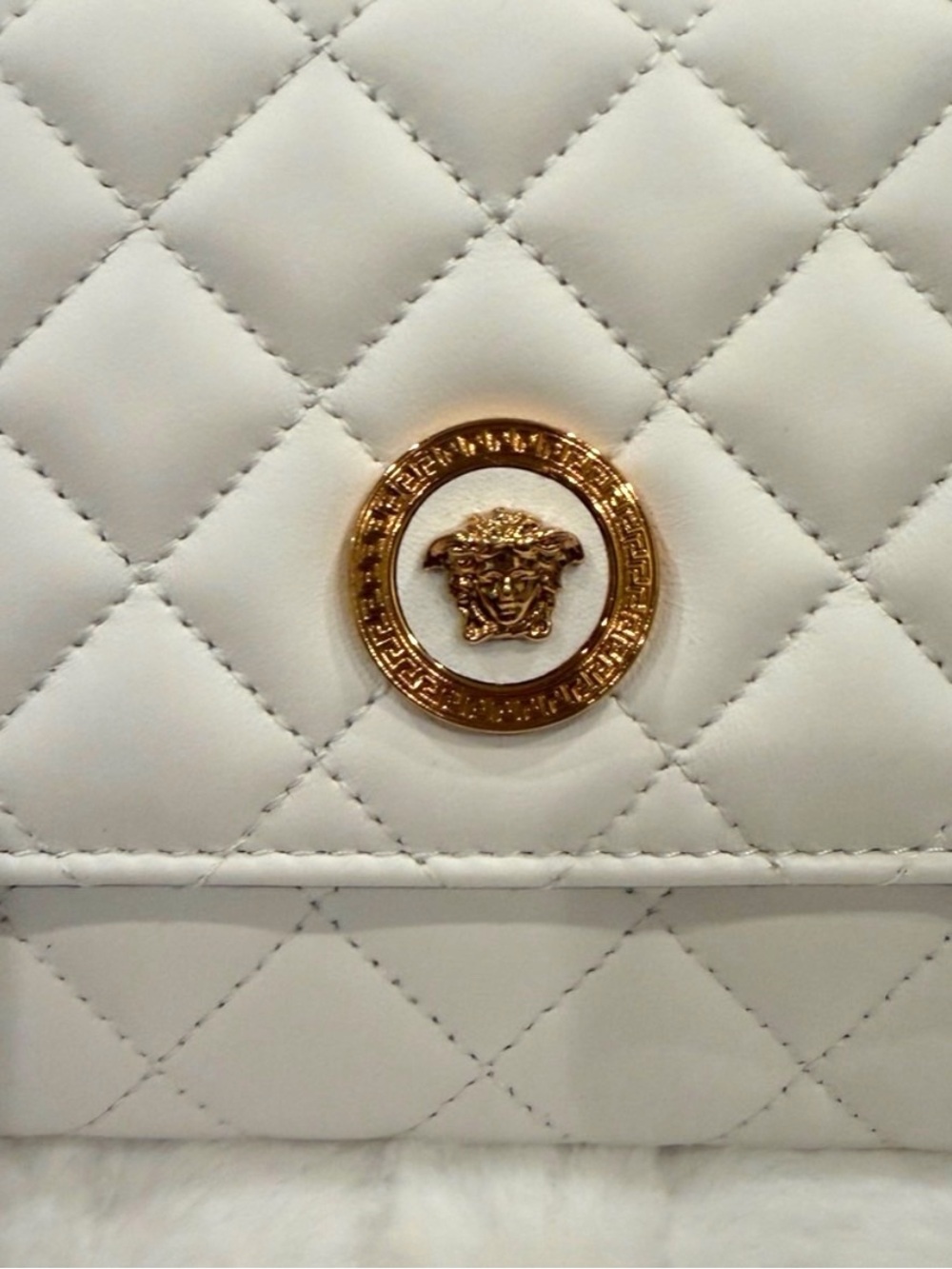 Versace White Quilted Wallet on Chain - Picture 4 of 11